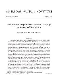 Amphibians and reptiles of the Madrean Archipelago of Arizona and New MexicoMadrean Archipelago amphibians and reptiles