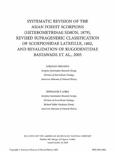 Systematic revision of the Asian forest scorpions (Heterometrinae Simon, 1879), revised suprageneric classification of Scorpionidae Latreille, 1802, and revalidation of Rugodentidae Bastawade et al., 2005Systematics of Asian forest scorpions (Heterometrinae)