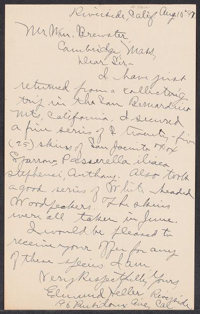 William Brewster correspondence. Senders Heckman-Hersey
