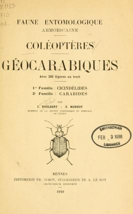 Coléoptères : Géocarabiques : 1re famille, Cicinidélides, 2e famille, Carabides