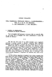C. Violante - Una famiglia feudale della "Langobardia" tra il X e il XI secolo: i "Da Barianao" / "Da Maleo"