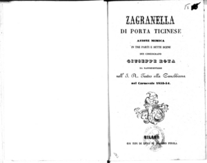 Zagranella di Porta Ticinese : azione mimica in tre parti e sette scene