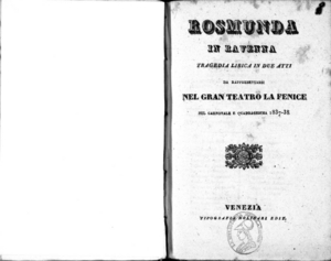 Rosmunda in Ravenna : tragedia lirica in due atti