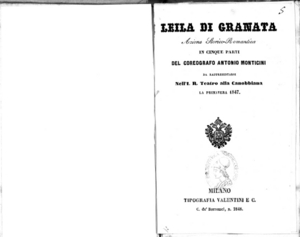 Leila di Granata : azione storico-romantica in cinque parti