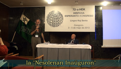 Lorenzo Noguero verve prezentis la "Nesolenan Inaŭguron"Nesolena Inaŭguro