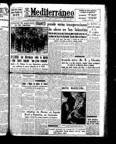 Mediterráneo : Diario de Falange Española Tradicionalista y de las J.O.N.S: 14 de Agosto de 1960