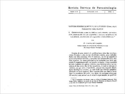 Estudios sobre eimeria falciformis (Einer, 1870) parásito del ratón : Observaciones sobre el período pre-patente, esporulación, morfología de los ooquistes y estudio biométrico de los mismos, producción de ooquistes y patogenicidad