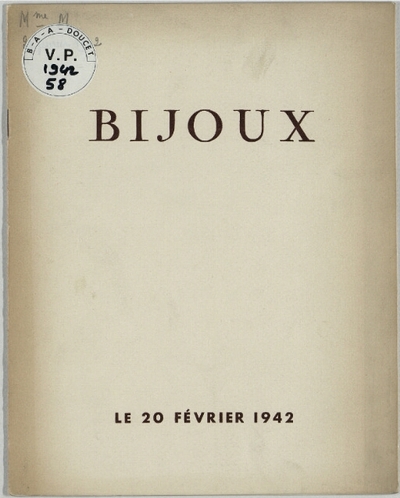 Bijoux : [vente du 20 février 1942]