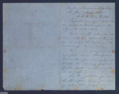 [Letter from V. Fernández Ferraz to Benito Pérez Galdós (March 17, 1881, Costa Rica)]