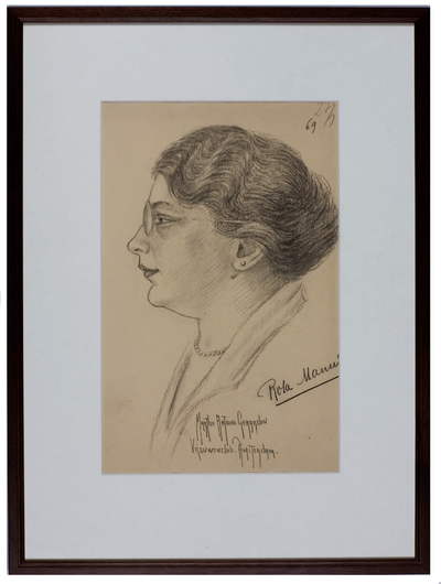 Portrait in pencil of Rosa Manus