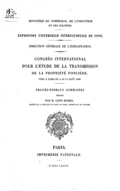 1889 GEORGES BERGER DIRECTEUR EXPLOITATION  EXPOSITION UNIVERSELLE 