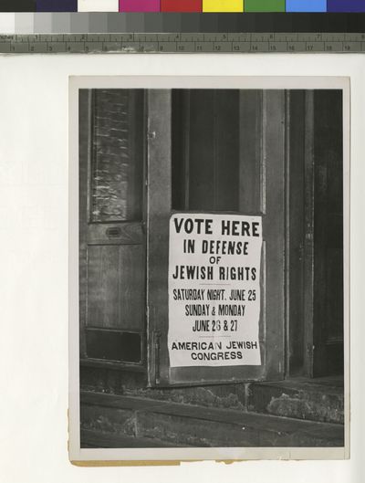 "Vote Here in Defense of Jewish Rights"
