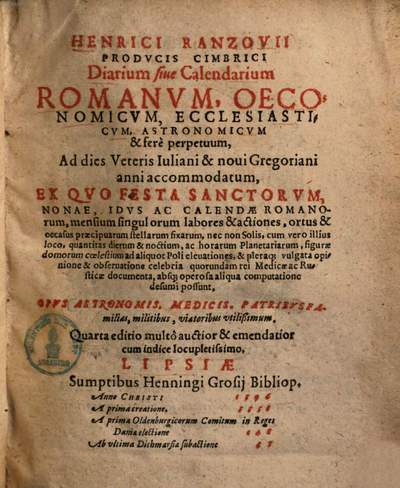 Diarium sive Calendarium Romanum, oeconomicum, ecclesiasticum, astronomicum  & fere perpetuum | Europeana