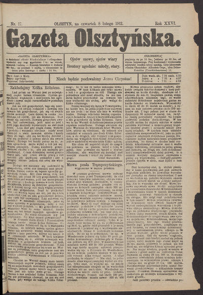 Gazeta Olsztyńska 1912 Nr 17 Europeana 3313