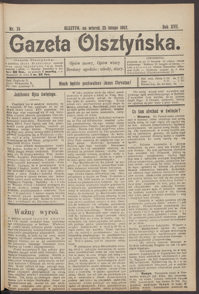 Gazeta Olsztyńska 1902 Nr 24 Europeana 1740