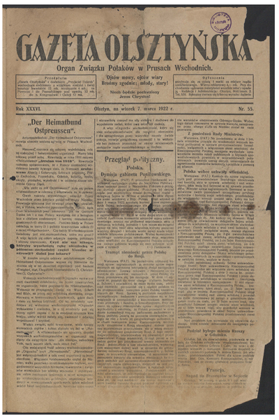 Gazeta Olsztyńska 1922 Nr 55 Europeana 5873