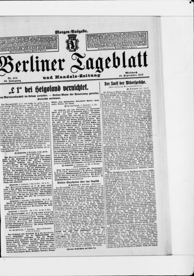 Berliner Tageblatt - 1913-09-10 | Europeana