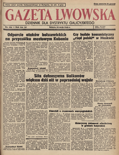 Gazeta Lwowska: A Journal For The Galician District. 1943, No. 125 ...