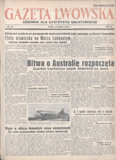 Gazeta Lwowska : Dziennik Dla Dystryktu Galicyjskiego. 1942, Nr 59 ...