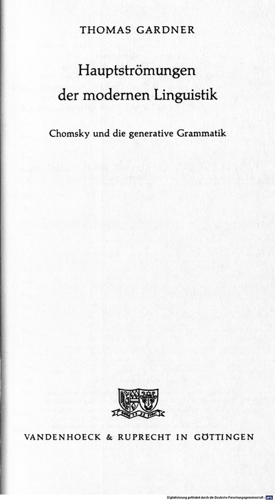 Alligevel Mursten smugling Hauptströmungen der modernen Linguistik :Chomsky und die generative  Grammatik | Europeana