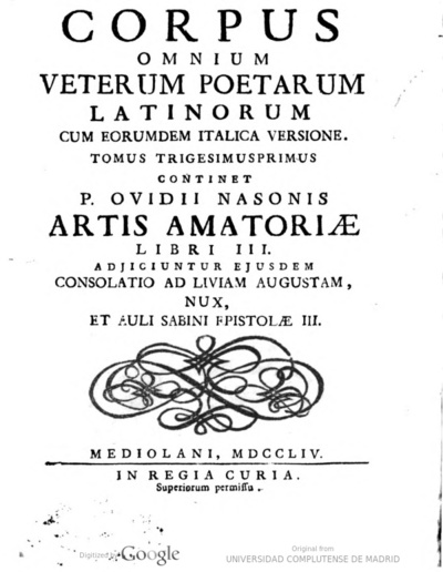 L'arte di amare di Publio Ovidio Nasone, Libri