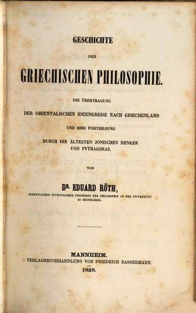 Geschichte unserer abendländischen Philosophie Entwicklungsgeschichte