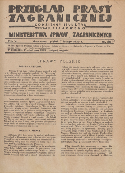 Przegląd Prasy Zagranicznej : Codzienny Biuletyn Wydziału Prasowego ...