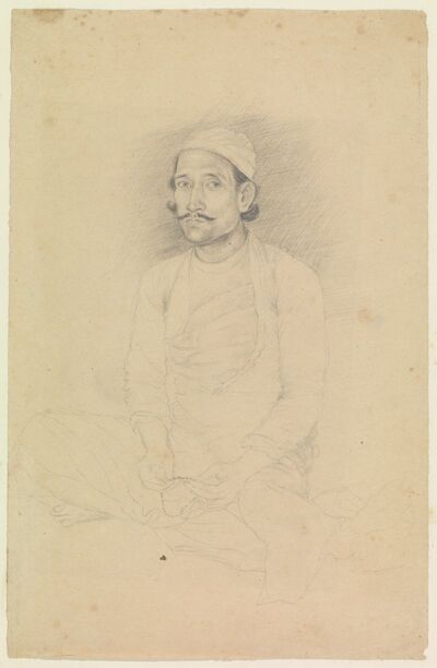 Portrait Of A Seated Man Holding A Rosary (tasbih), From The Mirza ...