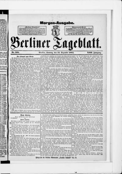 Berliner Tageblatt - 1884-12-14 | Europeana