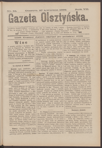 Gazeta Olsztyńska 1892 Nr 34 Europeana 2092