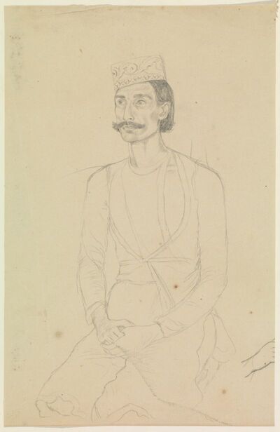 Portrait Of A Man Sitting With Hands Folded, From The Mirza Birjis Qadr ...