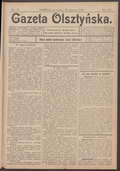 Gazeta Olsztyńska 1900 Nr 70 Europeana 2259