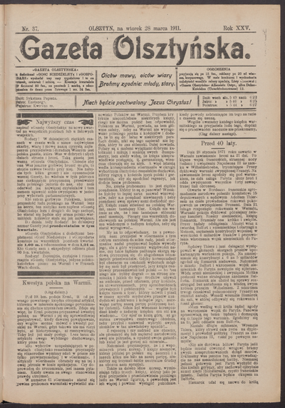 Gazeta Olsztyńska, 1911, nr 37 | Europeana