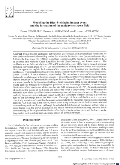 Modeling the Ries-Steinheim impact event and the formation of the ...