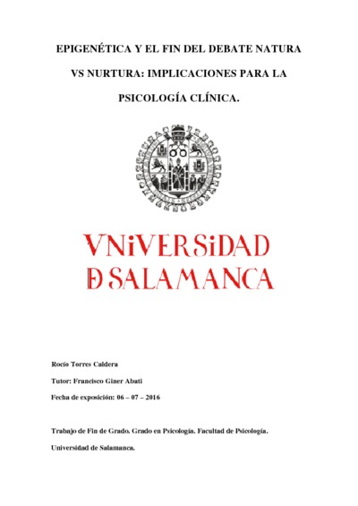 Epigenética y el fin del debate natura vs nurtura: implicaciones para la  psicología clínica | Europeana