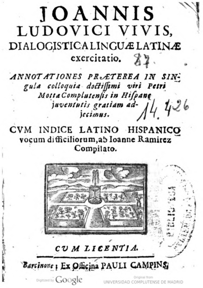 Joannis Ludovici Vivis Dialogistica linguae latinae exercitatio | Europeana