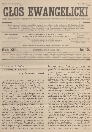 Głos Ewangelicki : Pismo Tygodniowe Poświęcone Sprawom Kościoła ...
