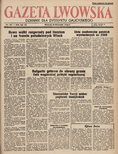 Gazeta Lwowska : Dziennik Dla Dystryktu Galicyjskiego. 1943, Nr 281 ...