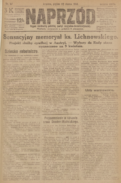 Naprzód : organ centralny polskiej partyi socyalno-demokratycznej. 1918 ...