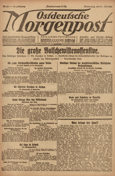 Ostdeutsche Morgenpost, 1920, Jg. 48, Nr. 145 | Europeana