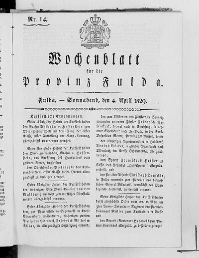 Nr. 14, Ausgabe vom 4. April 1829 | Europeana